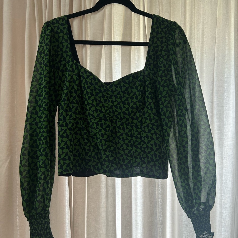 Abercrombie & Fitch Geometric Green Blouse